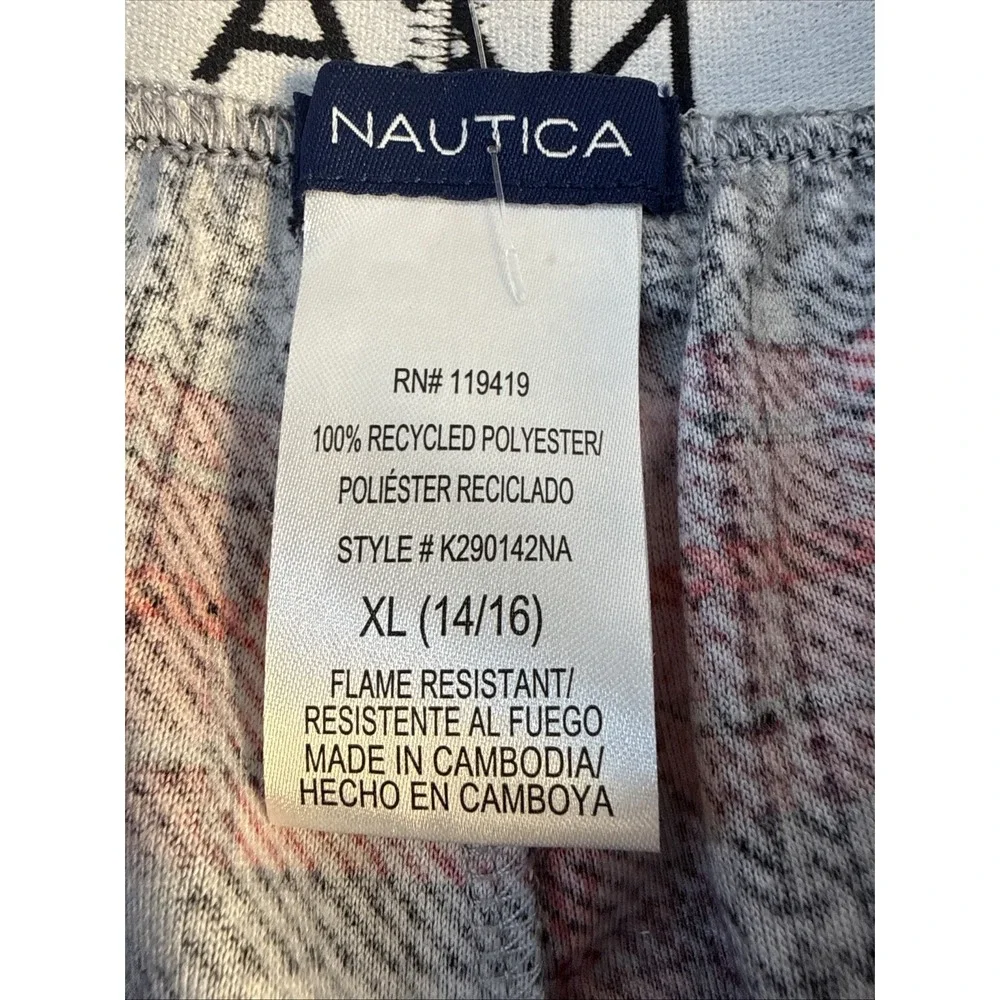 Nautica Fleece PJ Pants Size XL(14/16) Grey Plaid Boys